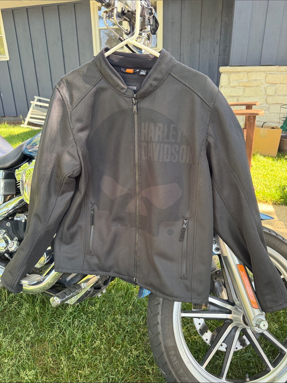 Harley-Davidson Black Mesh Skull Graphic Motorcycle Jacket
